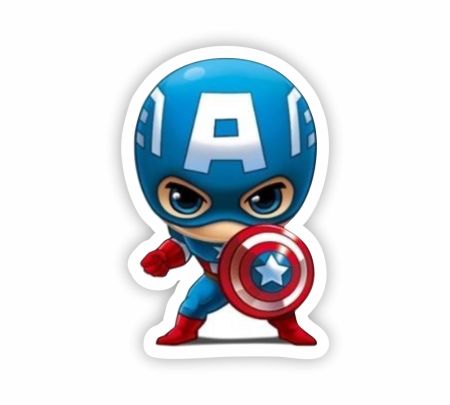 Chibi Captain America 04 Sticker Mockup
