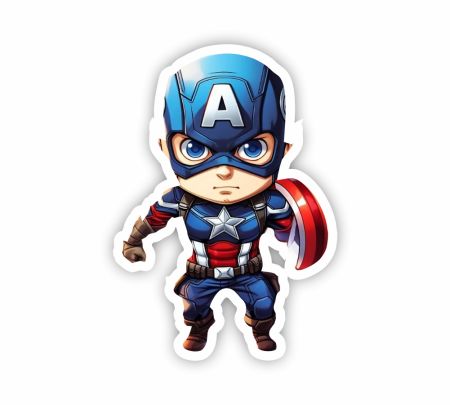 Chibi Captain America Sticker Mockup