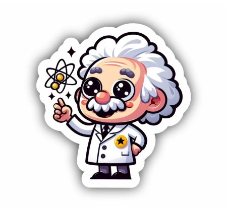 Chibi Einstein Sticker Mockup