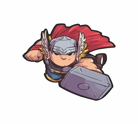 Chibi Flying Thor Sticker Mockup