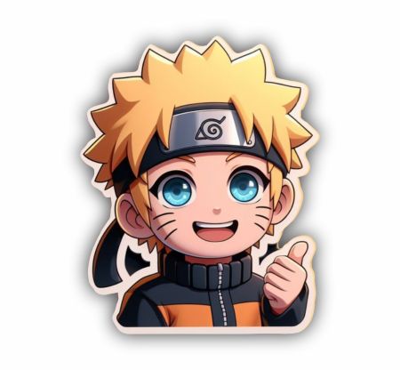 Chibi Naruto Thumbs Up Sticker Mockup
