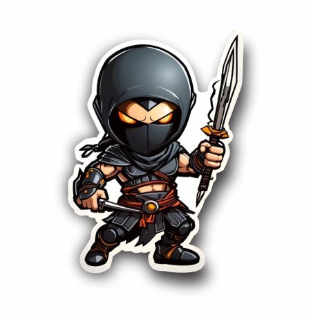 Chibi Ninja Sticker Mockup