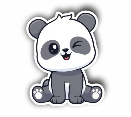 Chibi Panda Sticker Mockup
