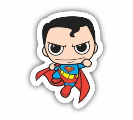 Chibi Superman 02 Sticker Mockup