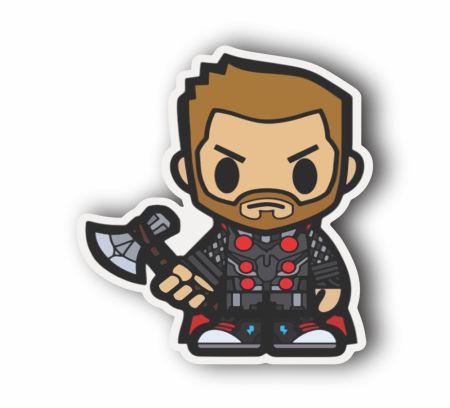 Chibi Mighty Thor Sticker Mockup