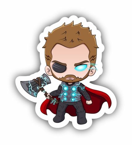 Chibi Thor Sticker Mockup