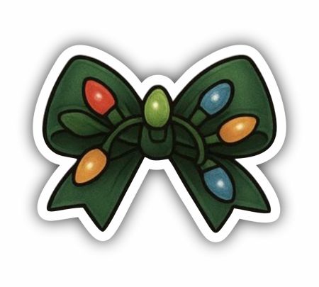 Christmas Light Coquette Bow Sticker Mockup