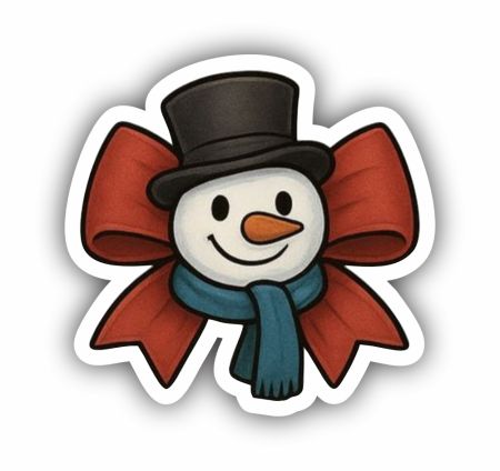 Christmas Snowman Cartoon Sticker Mockup