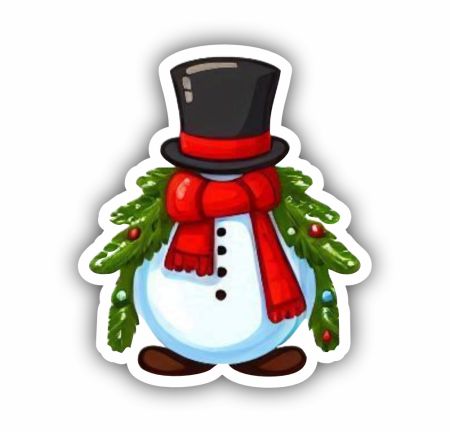 Christmas Snowman Sticker Mockup