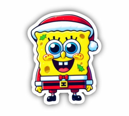 Christmas SpongeBob SquarePants Sticker Mockup
