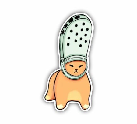 Chubby Crocs Cat Sticker Mockup
