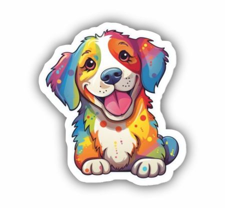 Colourful Dog Sticker Mockup