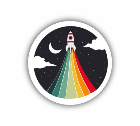 Colorful Rocket Launch Sticker