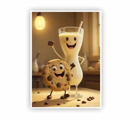 Cookie and Milk Cartoon Fun Poster Mockup