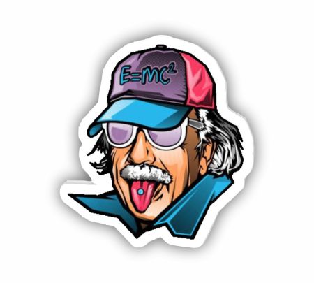 Cool Genius Albert Einstein Sticker Mockup