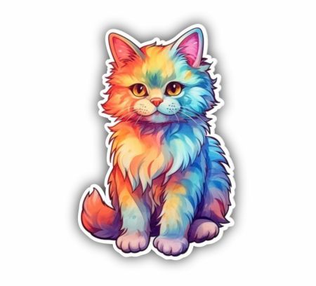 Cosmic Rainbow Cat Sticker Mockup
