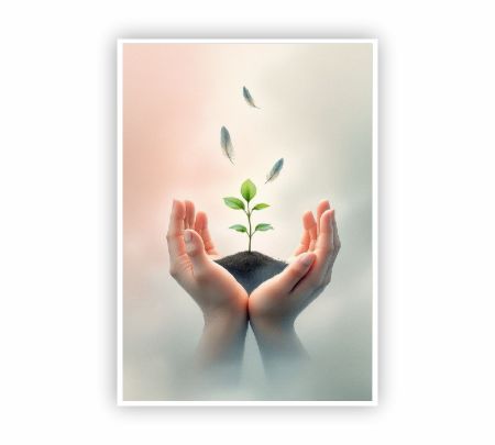 Cradling a Plant In Nurture Poster Mockup