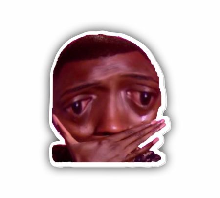 Crying Reaction Meme Sticker Mockup