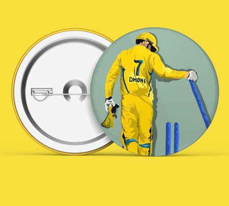 CSK Dhoni Artwork Button Badge Mockup
