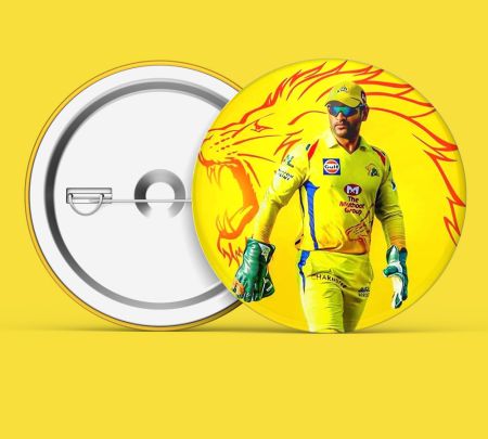 CSK M S Dhoni Button Badge Mockup