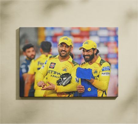 CSK Legends Dhoni Jadeja Wall Art Canvas Print Mockup