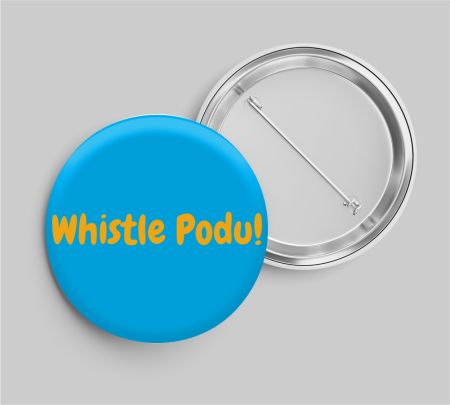 CSK Whistle Podu Button Badge Mockup