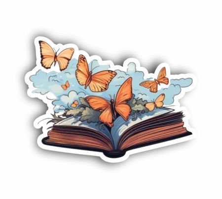 Cute Butterfly Book Sticker Mockup