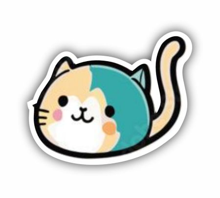Cute Cartoon Cat Sticker Mockup