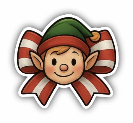 Cute Christmas Elf Sticker Mockup