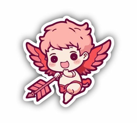 Cute Cupid Angel Valentine Sticker Mockup