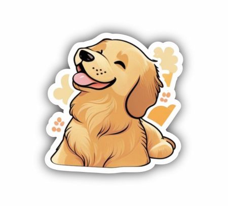 Cute Golden Retriver Sticker Mockup