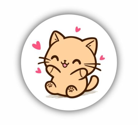 Cute Happy Kawaii Cat Sticker Mockup