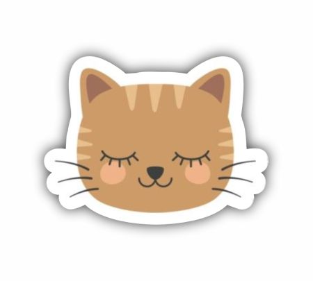 Cute Kawaii Cat Head Sticker Mockup