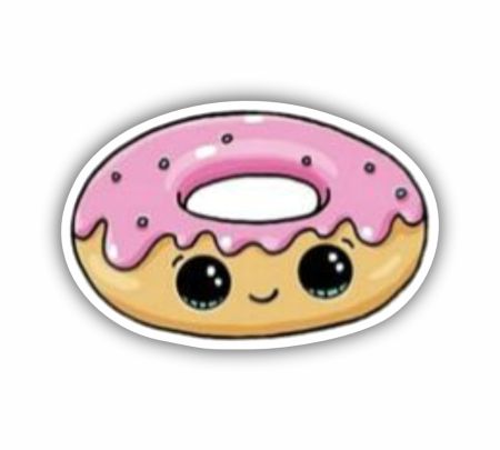 Cute Kawaii Donut Sticker Mockup