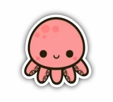 Cute Kawaii Octopus Sticker Mockup