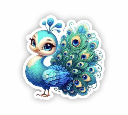 Cute Little Peacock Sticker Mockup