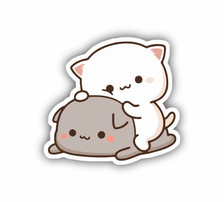 Cute Mochi Mochi Friends Cats Sticker Mockup