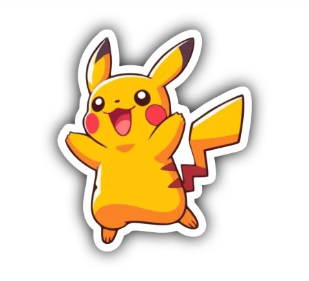 Cute Pikachu Pokemon Sticker Mockup
