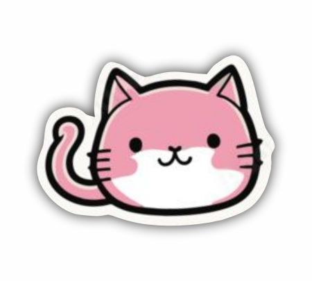 Cute Pink Kitty Cat Sticker Mockup