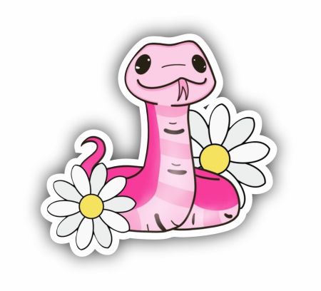 Cute Pink Snake Sticker Mockup