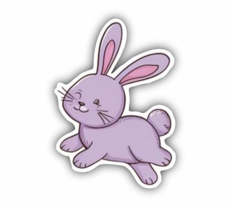 Cute Purple Bunny Sticker Mockup