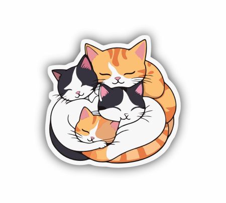 Cute Sleeping Cats Sticker Mockup
