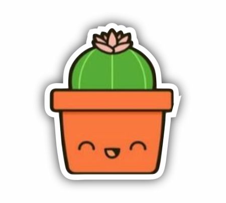 Cute Smiling Cactus In A Pot Sticker Mockup