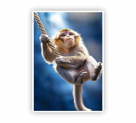 Cute Swinging Monkey Poster Mockup