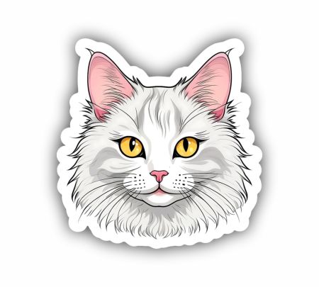 Cute Turkish Van Cat Sticker Mockup