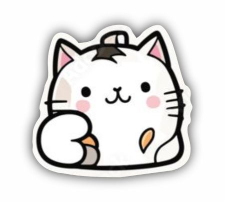 Cute White Kitty Cat Sticker Mockup 