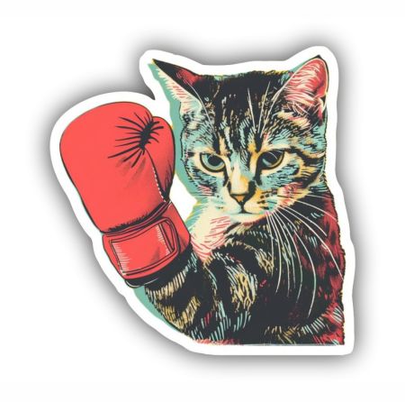 Boxer Cat Sticker Mockup
