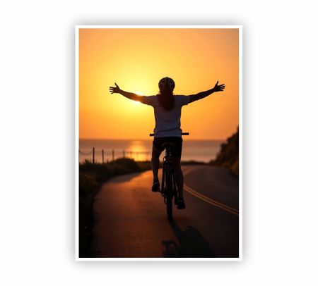 Cycling At Golden Sunset Poster Mockup