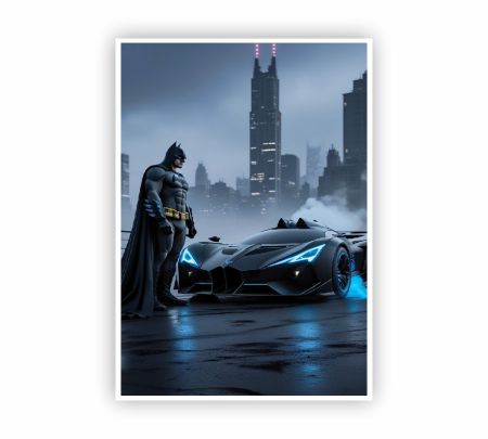 Dark Knight and The Batmobile Poster Mockup