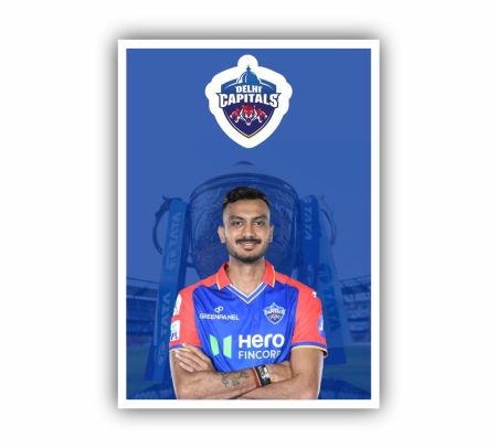Show your support for Axar Patel with this dynamic DC Poster – a must-have for every Delhi Capitals fan!